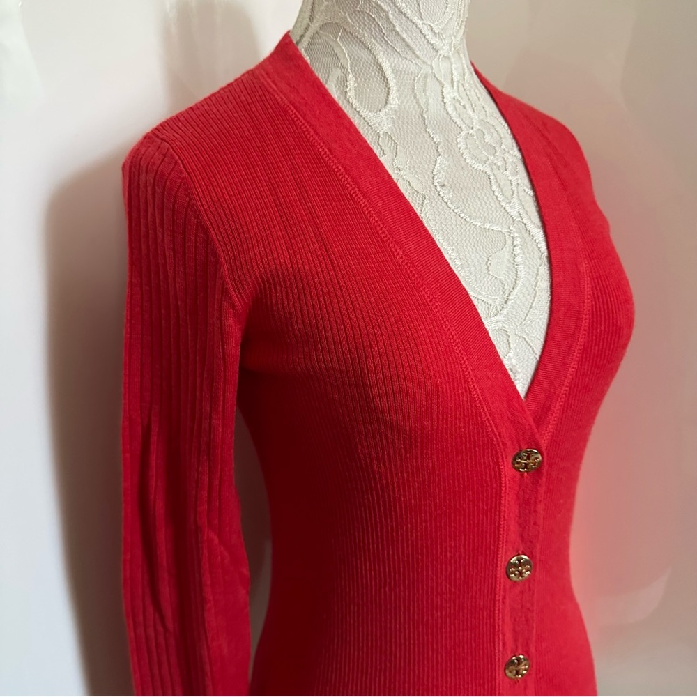 Tory Burch Shrunken Simone Merino Wool Cardigan sz S - Picture 8 of 12